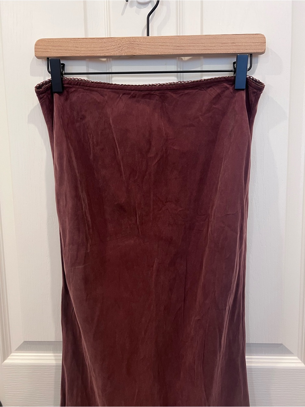 Princess Polly Burgundy Satin-Feel Midi Slip Skirt